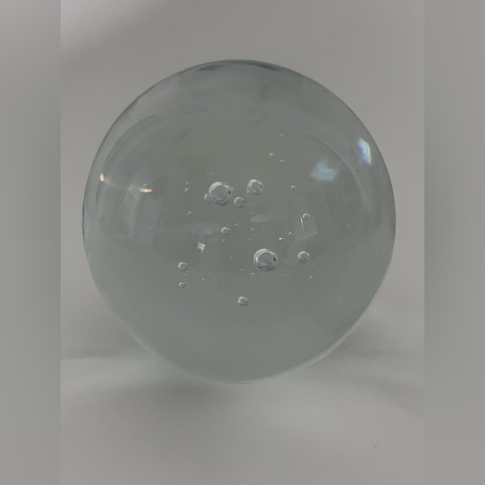 VTG Art Glass Clear Colorless Controlled Bubble Round Ball Orb Paperweight 4”